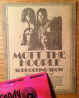 Mott The Hoople W/ Aerosmith Santa Monica Civic 1974 Ad Clipping
