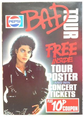 Michael Jackson Bad Era Pepsi Poster 1988
