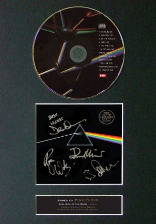 Pink Floyd Dark Side Of The Moon Signed Cd Mounted Autograph Photo Prints A4 60