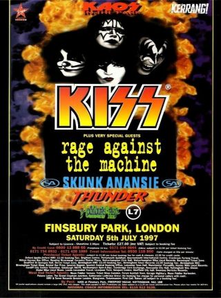 (pp17) Advert 11x8 " Kaos In The Park Finsbury 1997 Kiss,  Skunk Anansie