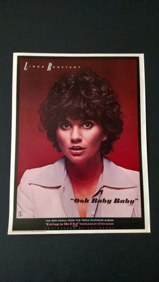 Linda Ronstadt " Ooh Baby Baby " (1978) Rare Print Promo Poster Ad