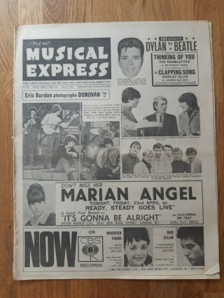 Nme Music Newspaper Dated April 23rd 1965 Rolling Stones Cover Paul And George