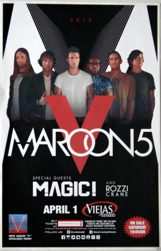 Maroon 5 / Magic " V World Tour 2015 " San Diego Concert Poster - Adam Levine