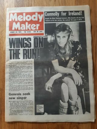 Melody Maker Newspaper August 23rd 1975 Wings On The Run Linda Mccartney Cover