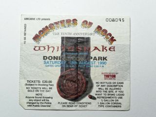 Whitesnake Tenth Aniversary Mosters Of Rock 18th August 1990 Concert Ticket