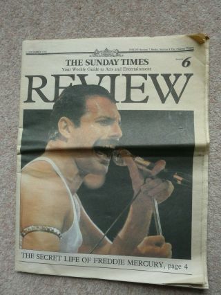 Queen - Newspaper - Sunday Times Review 1st December 1991 (see Details & Photos)