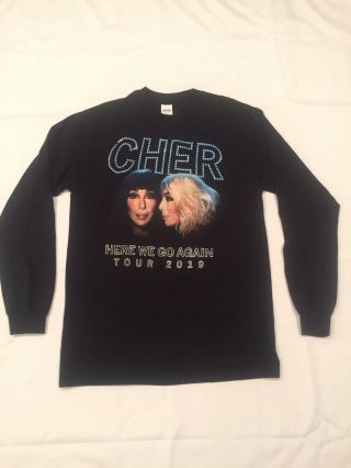 Cher “here We Go Again” 2019 Tour Concert T - Shirt Long Sleeves Sz Medium