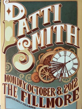 Patti Smith 2012 Sf Fillmore Concert Poster 13x 19