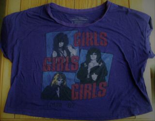 1987 Motley Crue Concert Tee Shirt Crop Top Size Large Vintage Girls Girls Girls