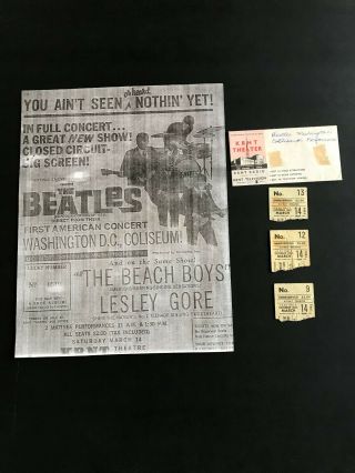 The Beatles Closed Circuit Concert Ticket Stubs Washington D.  C.  Coliseum