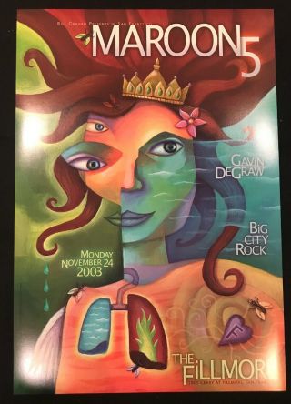 Maroon 5 With Gavin Degraw Bgp Poster Fillmore San Francisco 11/24/03