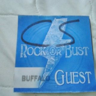 Ac/dc 2015 Rock Or Bust Fabric Guest Pass,  Of Chris Slade Drummer,  Buffalo Show