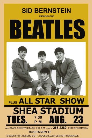 Beatles: Shea Stadium Concert Poster 24x36 Inch Rolled Wall Poster