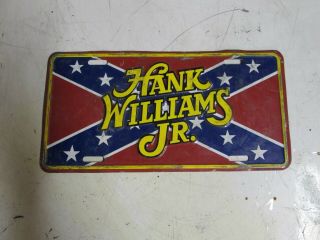 Vintage 1980s Hank Williams Jr.  Country Music Rebal Flag License Plate
