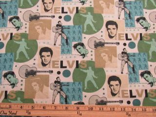 Vtg Elvis Fabric 100 Cotton 1/2 Yd,