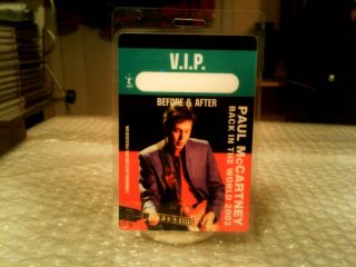 Paul Mccartney 2003 " Back In The World Tour " Vip Laminated Backstage Pass