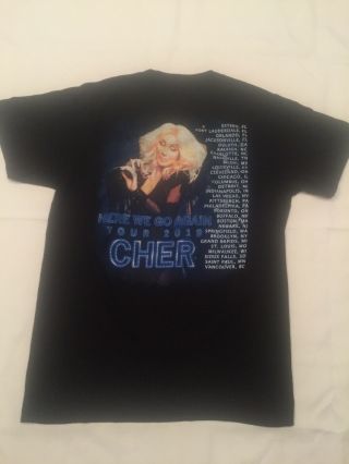 Cher “Here We Go Again” 2019 Tour Concert T - Shirt Short Sleeves Sz Medium 2