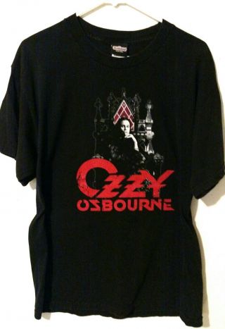 Ozzy Osbourne " On The Throne " 2 Sided T - Shirt Black (large) (pre - Owned)