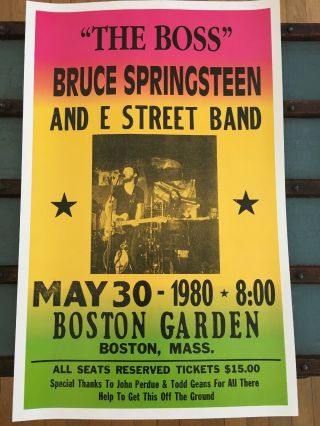 Bruce Springsteen Concert Poster - 1980 - Boston Reprint.