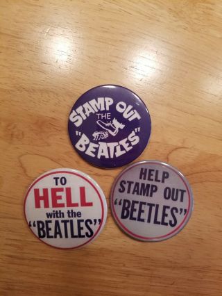 Beatles - To Hell With The Beatles Anti Beatles Badges Button Pin