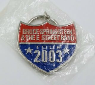 Bruce Springsteen 2003 Tour Metal Shield Key Chain Keyring Official Merch