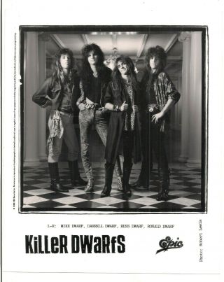 Killer Dwarfs Orig.  1988 Epic Press Kit 8x10 " Promo Photo 2pp Bio Heavy Metal