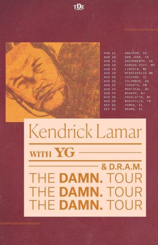 Kendrick Lamar Poster Print Photo 2017 The Damn Tour Yg Los Angeles