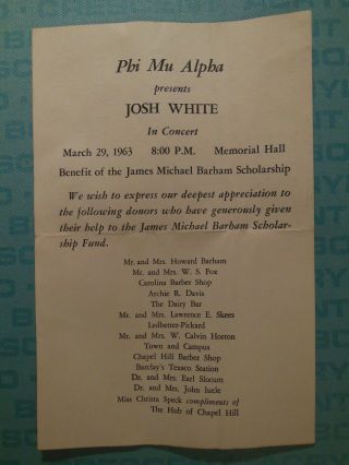 Josh White,  In Concert,  1963,  Unc Chapel Hill,  Phi Mu Alpha,  Blues Playlist