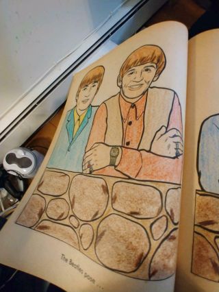 THE BEATLES Official Coloring Book 1964 with B&W Photographs 4 pages colored in 4