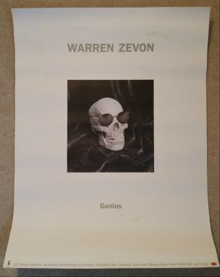 Warren Zevon - " Genius " 18 " X 24 " Promotional Poster