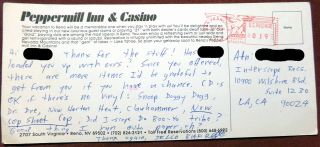 Jello Biafra 1994 Handwritten Postcard Asking For Snoop Dogg & Dr Dre Vinyl