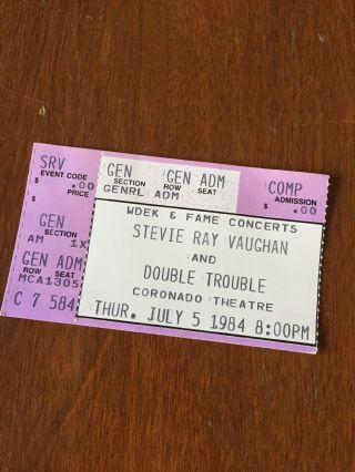 1984 Stevie Ray Vaughan Rockford,  Il.  Concert Ticket Stub