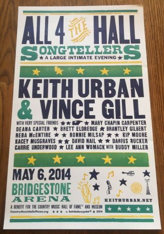 All For The Hall - Hatch Show Print 2014 Concert Poster Keith Urban Vince Gill