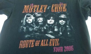 Motley Crue Vintage Route Of All Evil Concert Shirt Size Large 2006