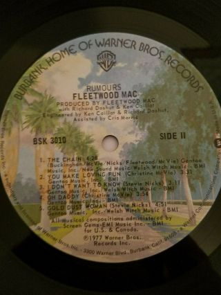 Vintage Fleetwood Mac Rumours Album,  1977 First Issue,  Classic Album 4