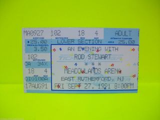 Rod Stewart Vagabond Heart Concert Ticket Stub Retro 09/27/91 Meadowlands Nj