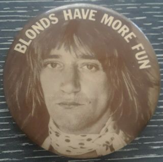 Vintage 1970s Rod Stewart Pinback Button Pin Rock And Roll Am Fm England Music