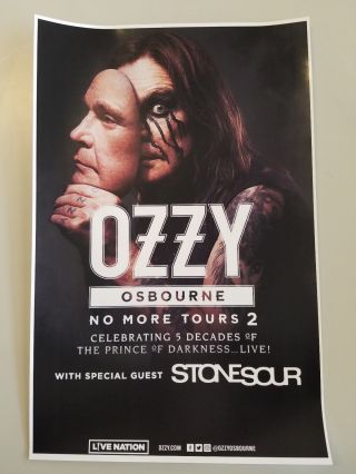 Ozzy Osbourne 11x17 Promo No More Tours 2 Concert Poster Black Sabbath Tickets