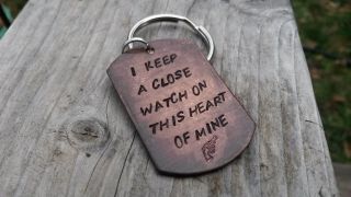 Johnny Cash I Walk The Line Keychain Distressed Cooper Hand Made