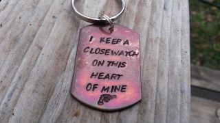 johnny cash I walk the line keychain distressed cooper hand made 2
