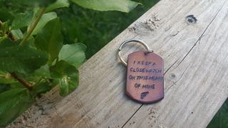 johnny cash I walk the line keychain distressed cooper hand made 4