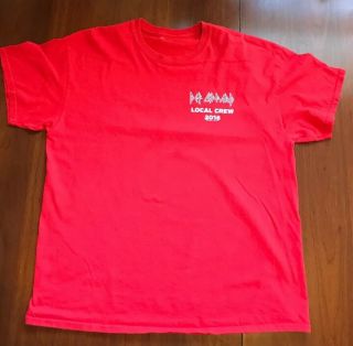 Rare Def Leppard Local Crew Concert Tour 2016 T - Shirt Xl In Red Very Scarce