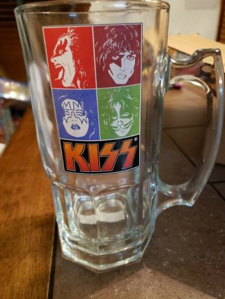 Kiss Army Large 26 Oz Heavy Duty Clear Glass Beer Mug Stein 1.  5 Pint
