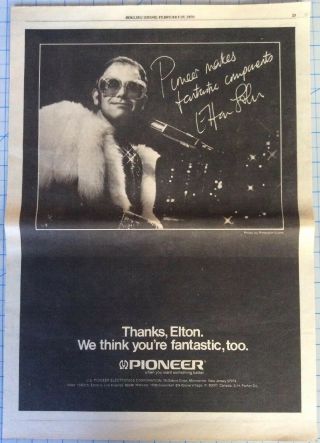 Elton John Vintage Pioneer Advertisement,  Picture,  Poster,  Ad,  Rare