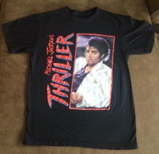 Vintage Michael Jackson Thriller T Shirt Small Black Cotton Old School