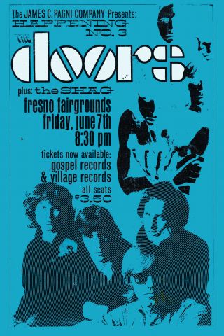 The Doors At Fresno Fairgrounds Concert Poster 1968 13x19