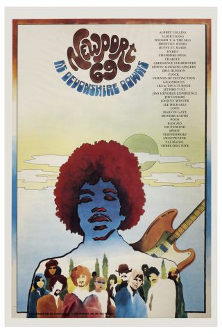 Rock: Jimi Hendrix At Newport 69 At Devonshire Downs Concert Poster 1969 13x19