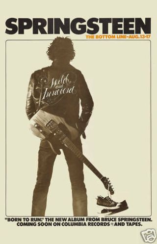 The Boss: Bruce Springsteen At Bottom Line Club In York Concert Poster 1975