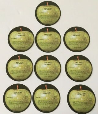 The Beatles Abbey Road Set Of 10 Apple Record Labels (so - 383)