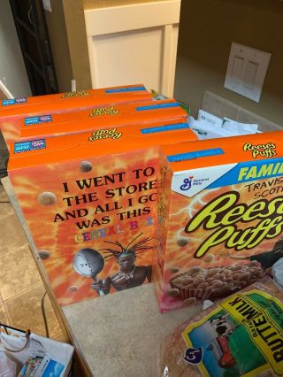 Limited Travis Scott 4 Boxes Reeses Puffs Cereal - Family Sized - Rare